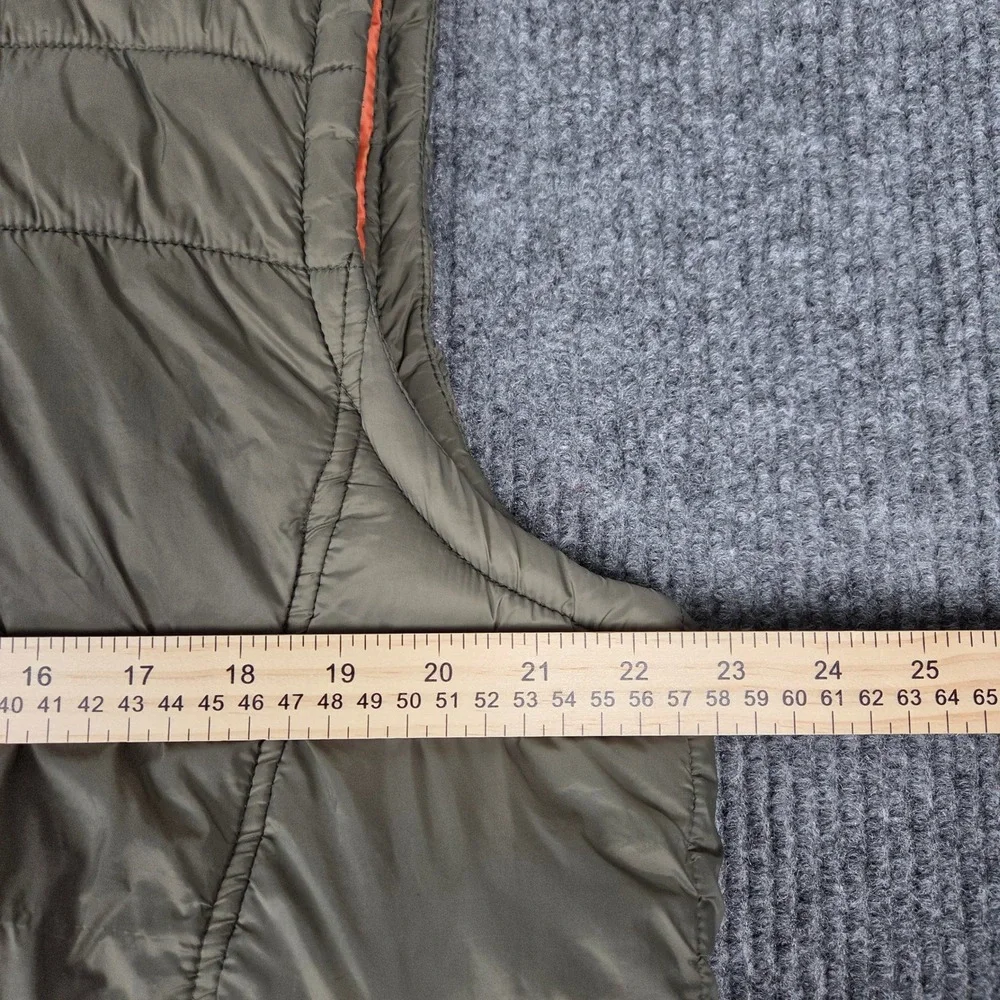 IZOD Mens Puffer Vest Olive Green Orange Lining Full Zip Quilted XL 261137
